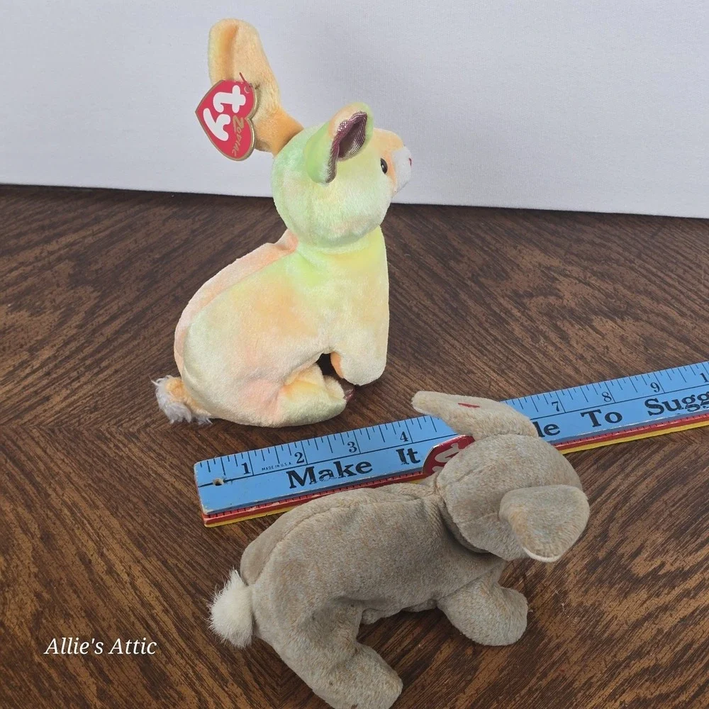 TY Beanie Baby Rabbit Bunny Vintage Stuffed Animal Plush Easter Purple Rainbow